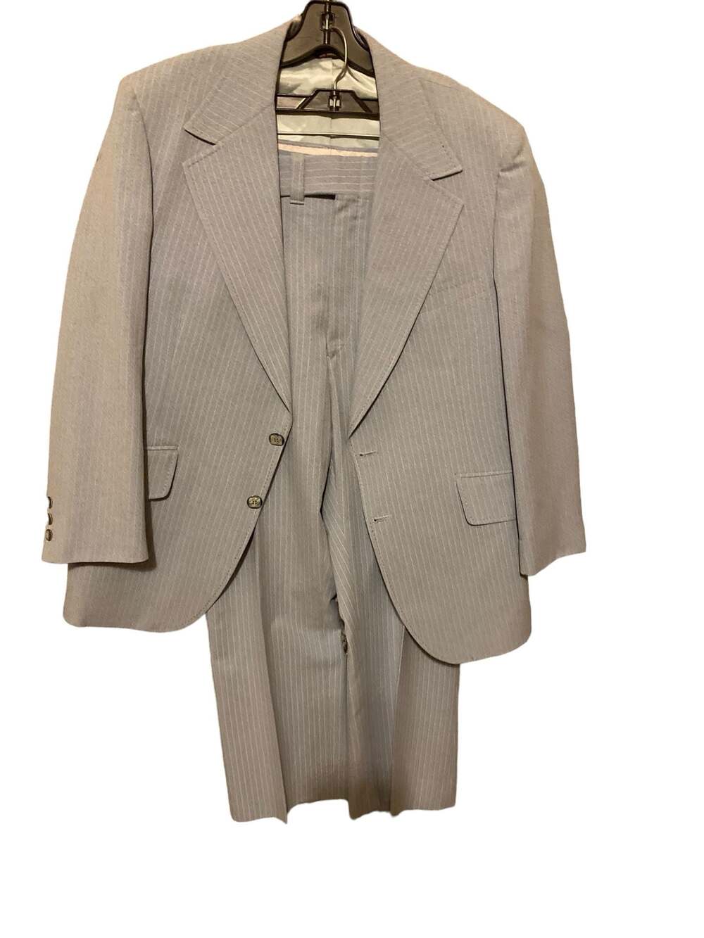 Vintage Men's Grey Pinstripe 2-Piece Disco Suit